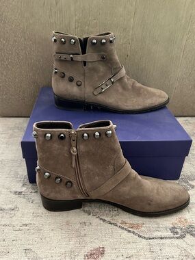 Stuart Weitzman Gowest Studded Ankle Boots - Praline Suede